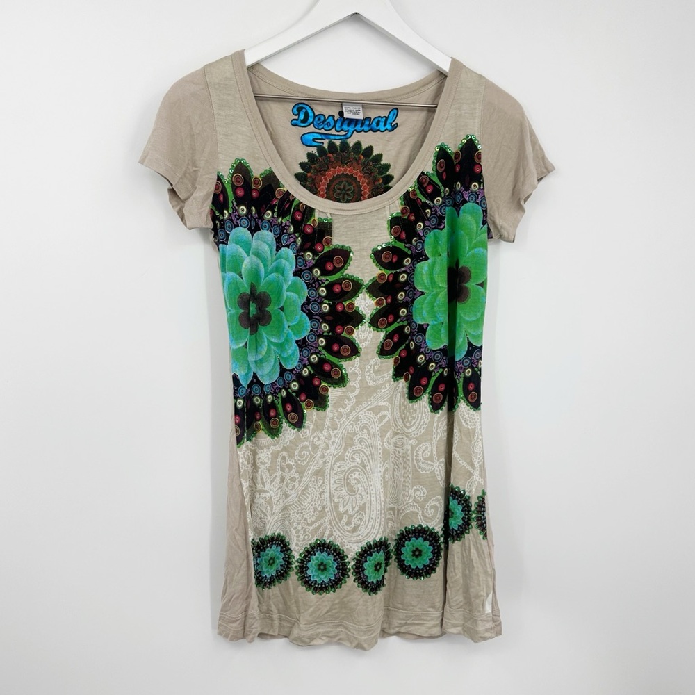 Vintage Y2K Short Sleeve Floral Shirt Size Large Boho Fairycore Whimsical